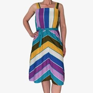 Sherri Classics vintage 80s dress striped multicolor sleeveless size 10 petite